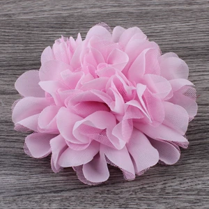 lt pink 120 шт/партия 4," 20 цветов пушистые шифоновые сетчатые кружевные цветы для детей аксессуары для волос Цветы из искусственной ткани для повязки на голову - Цвет: lt pink