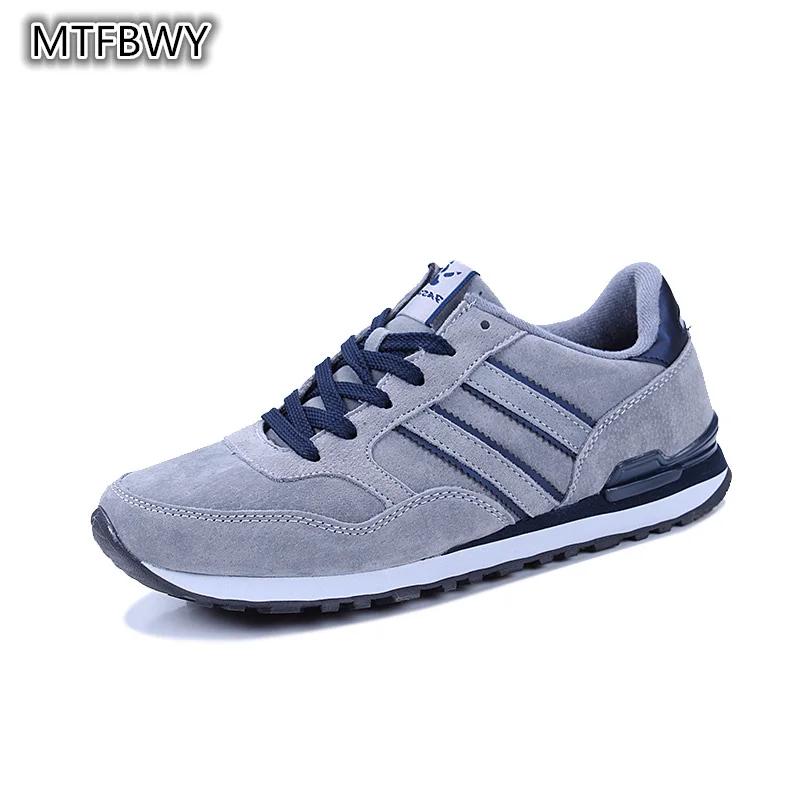 Мужские кроссовки из искусственной кожи цвет синий серый дышащая обувь для бега