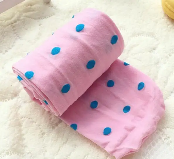 pink Новые колготки, 12 цветов, колготки Милая одежда детские колготки для девочек, бархатные колготки в горошек для танцев, размеры от 2 до 10 лет, af-58e-1pcs - Цвет: pink
