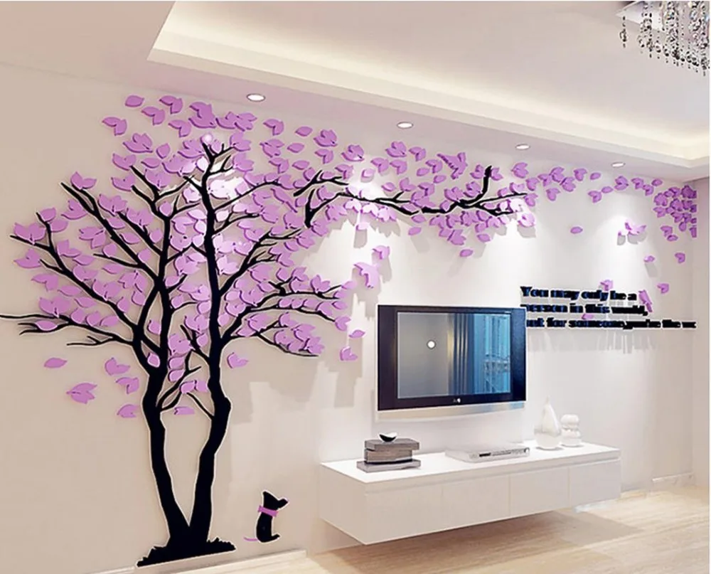 Creative 3 d tree acrylic wall stickers sitting room sofa TV setting of interior decoration | Дом и сад