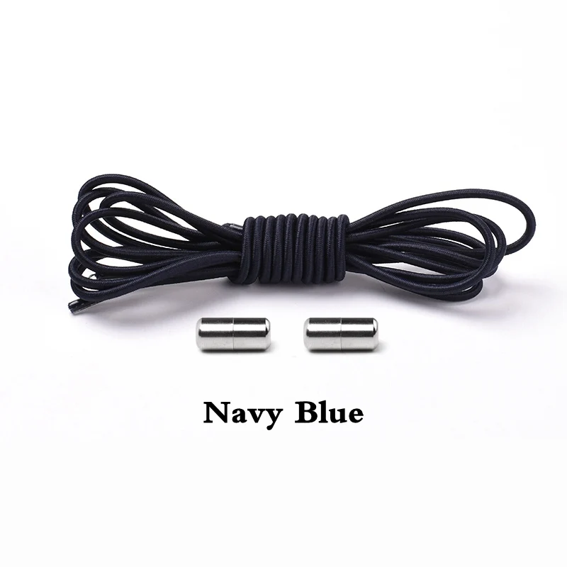 Dake blue 1 пара Упругие фиксирующие шнурки круглые шнурки без завязок шнурки для обуви для детей и взрослых шнурки для кроссовок быстрая ленивая обувь шнурки для шнурков 25 цветов - Цвет: Dake blue
