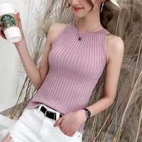 11242 real time photo of new round collar pure color knitted suspender vest 15