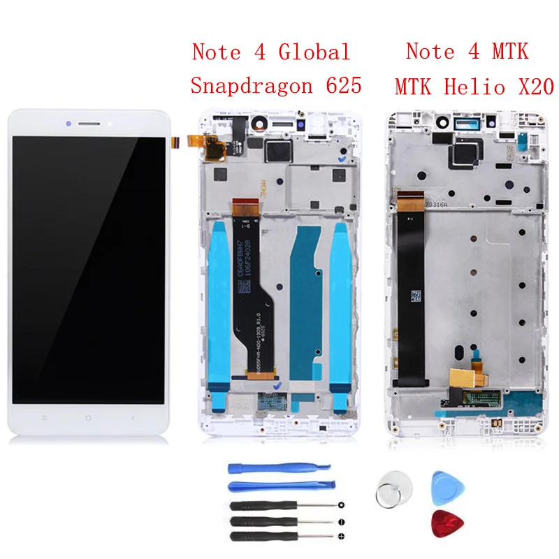 Протестированный для Xiaomi Redmi Note 4 Global/MTK Helio X20 ЖК-дисплей дигитайзер сенсорный экран панель сборка запчасти