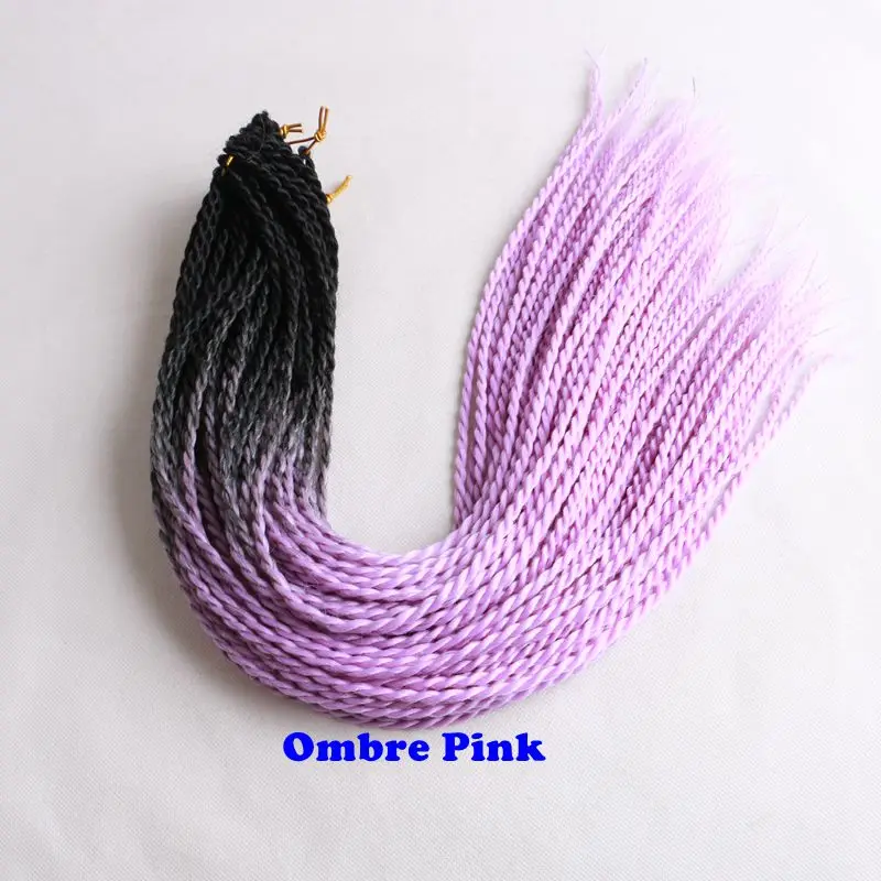 black lavender Роскошные косички для плетения, 24 дюйма, Омбре, Сенегальские скрученные волосы, вязанные крючком косички, 24 корня/упаковка, синтетические косички для женщин, серые, розовые - Цвет: black lavender