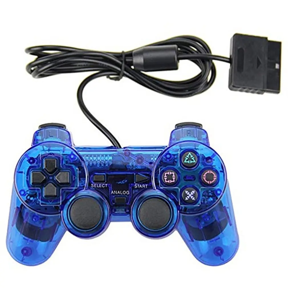 blue Проводные контроллеры геймпады для sony PS2 Playstation 2 Dual Shock консоль для видеоигр джойстик геймпады длинный кабель джойстик - Цвет: blue