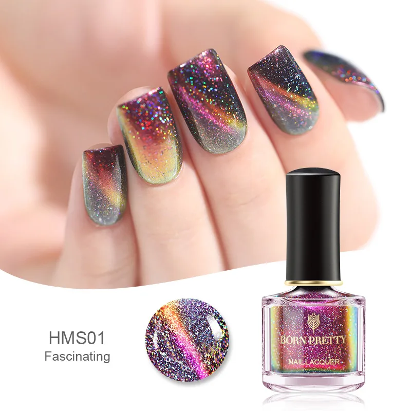 BP-HMS01 BORN PRETTY 6 мл хамелеон 3D магнитный лак для ногтей с эффектом «кошачий глаз» Aurora серия маникюрный лак для ногтей Магнитная черная основа - Цвет: BP-HMS01