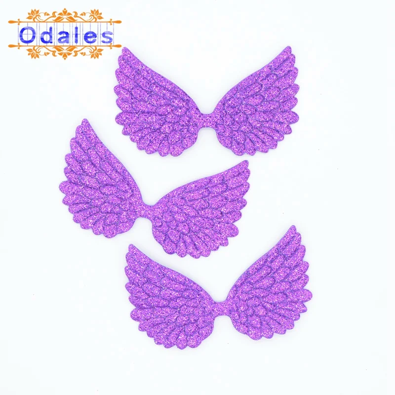 Purple 30 шт. блестящие нашивки Крылья Ангела блестящая ткань крылья феи поделки аппликации Diy девушка крыло декоративные принадлежности - Цвет: Purple