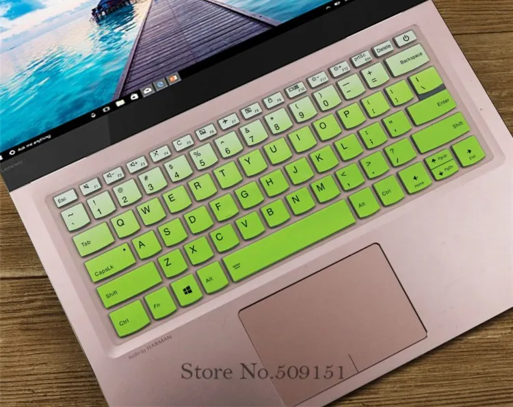 GradualGreen Новинка года силиконовая клавиатура кожного покрова протектор для lenovo Йога 720 13 13," Ideapad 720s 13 Flex5 14 15 i5 i7 320S-13IKB - Цвет: GradualGreen