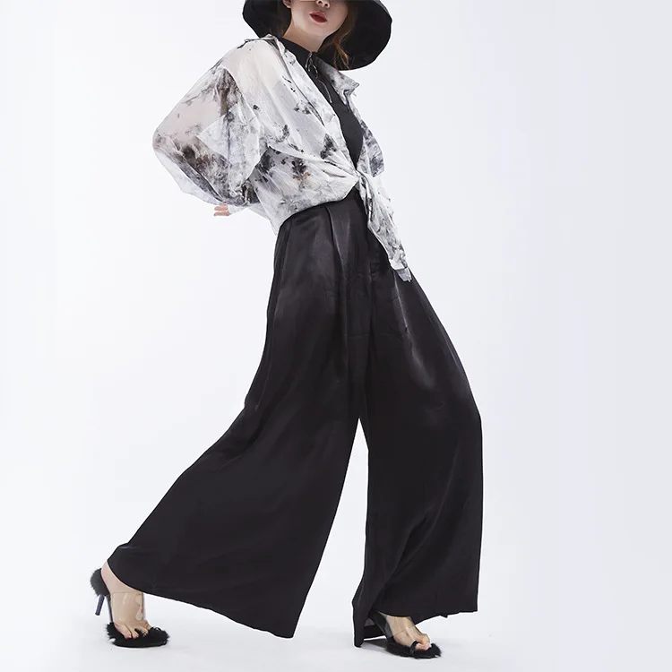 Johnature 2019 Summer Long Loose Women Full Length Pants New Solid Color High Wiast Streetwear Fashion Wide Leg |