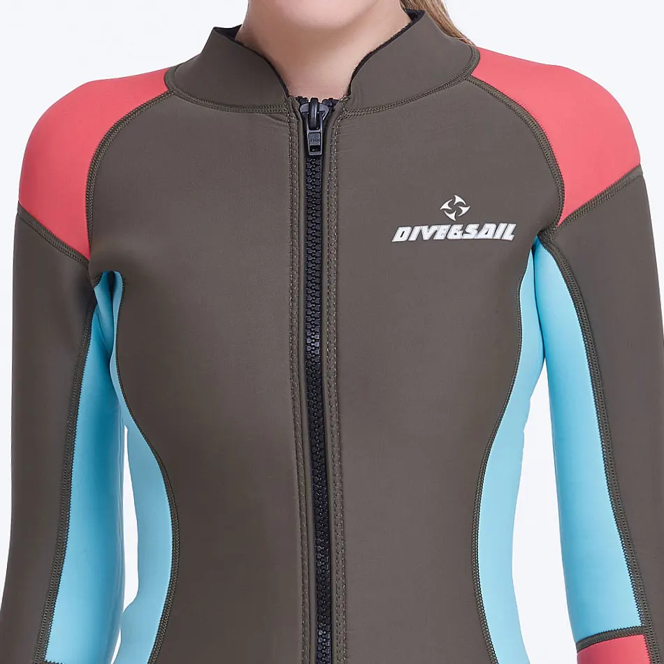 2 мм неопреновый Женский гидрокостюм куртка с молнией спереди длинный рукав на