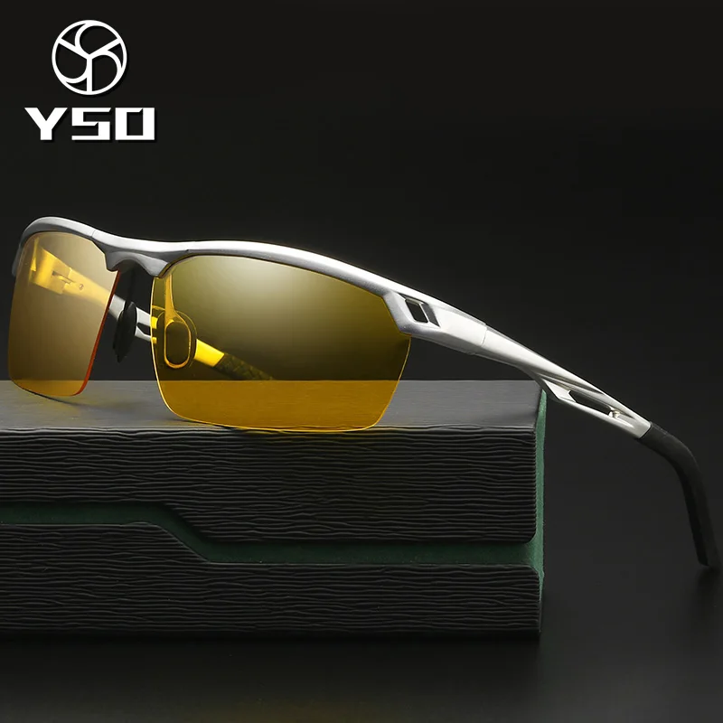 

YSO Night Vision Glasses Men Aluminium Magnesium Frame Polarized Night Vision Goggles For Car Driving Fishing Anti Glare 8550