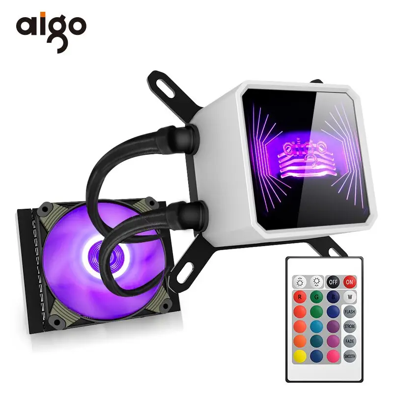 T120 Water Cooler Aigo cpu кулер для воды T120/240 PC чехол водяного охлаждения для LGA 1151/AM3+/AM4 120 мм Компьютерный Вентилятор cpu Радиатор водяного охлаждения кулер - Цвет лезвия: T120 Water Cooler