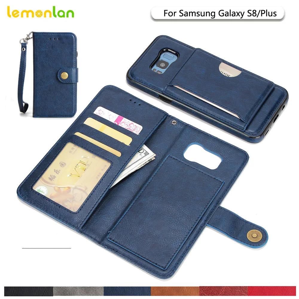 Lemonlan для Samsung S8 Ретро съемный кошелек магнитные кожаный чехол для телефона для Samsung Galaxy s8plus S8 плюс сумка В виде ракушки крышка
