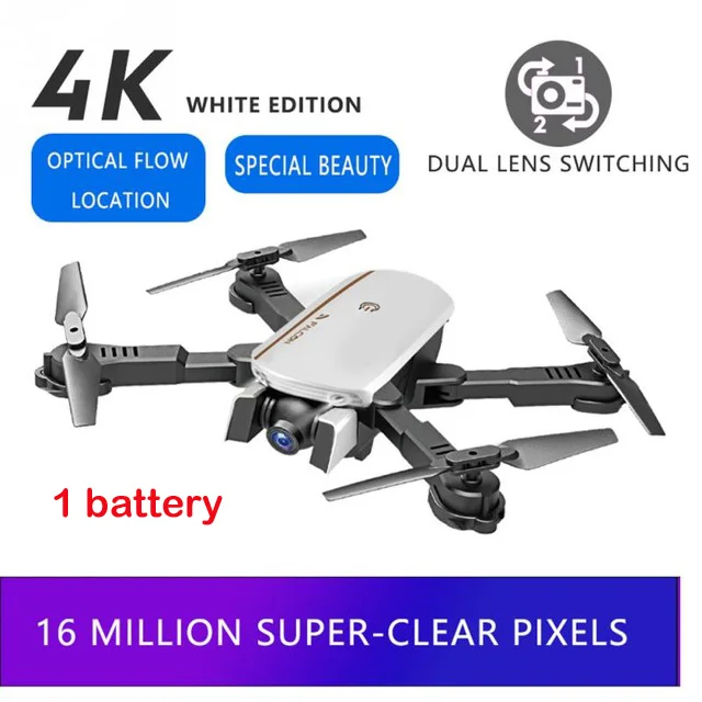 4K W 1 battery Все новые wifi FPV Дрон с 4K широкоугольная двойная камера оптический поток режим удержания высоты складной RC Дрон селфи Квадрокоптер - Цвет: 4K W 1 battery