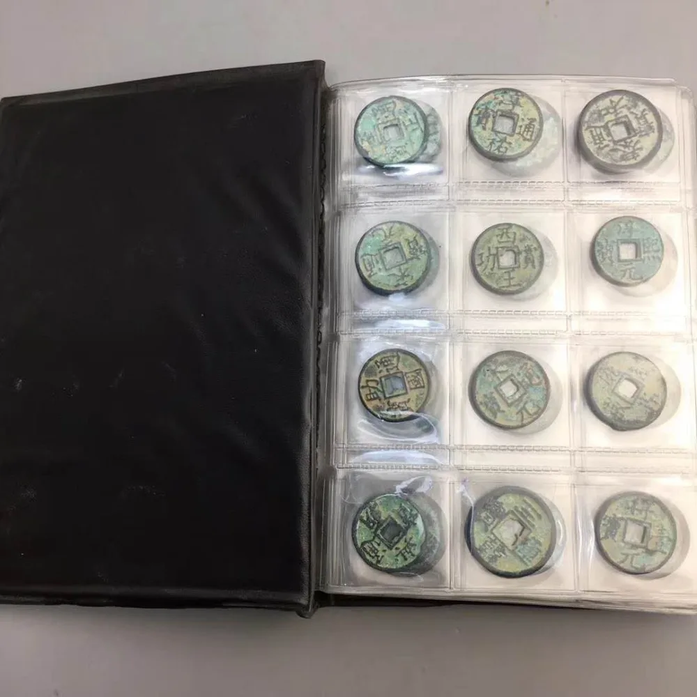 Китайская коллекция антиквариата оценки квадратные медные монеты 120 штук