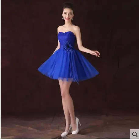 Vestido de festa para casamento новые кружевные трапециевидные платья подружки невесты, 6 стилей, Короткое свадебное платье для гостей - Цвет: royal blue