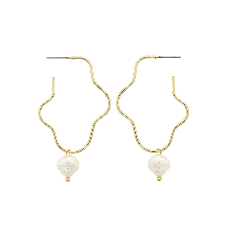 Женские Висячие серьги с искусственным жемчугом геометрические золотистые
