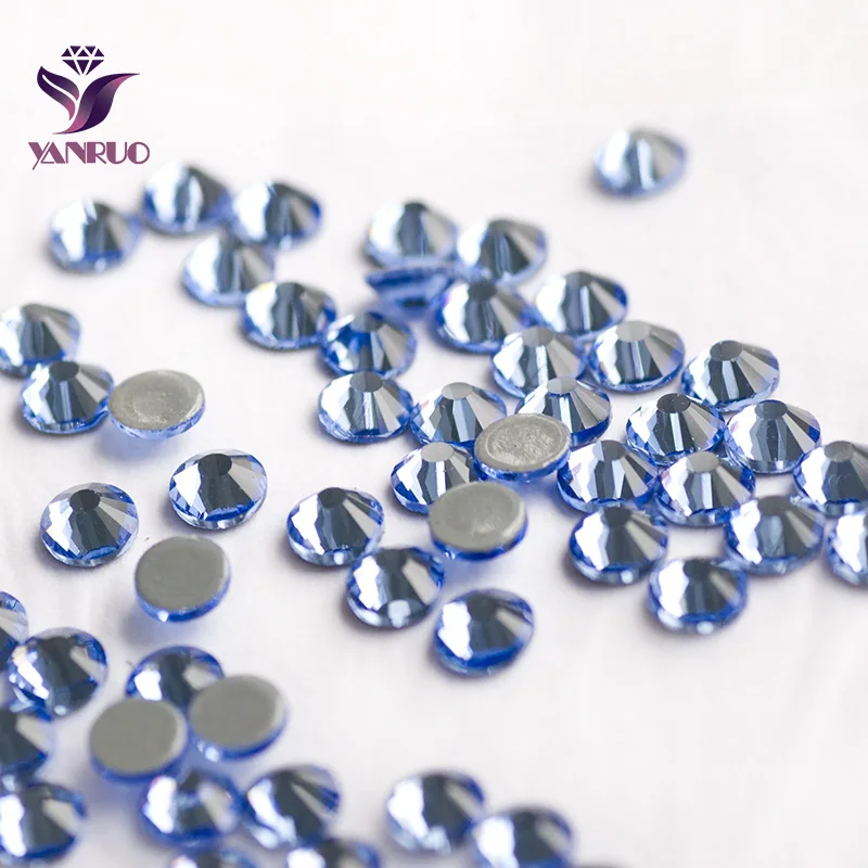 

YANRUO 2058HF Light Sapphire Strass HotFix Rhinestone Fixation Heat Iron Crystal FlatBack For Clothing Blue DIY Applique