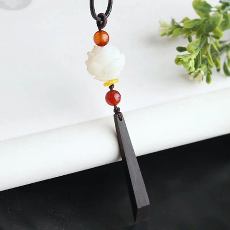 Модное буддистское ожерелье из натурального белого корня Бодхи с белым лотосом