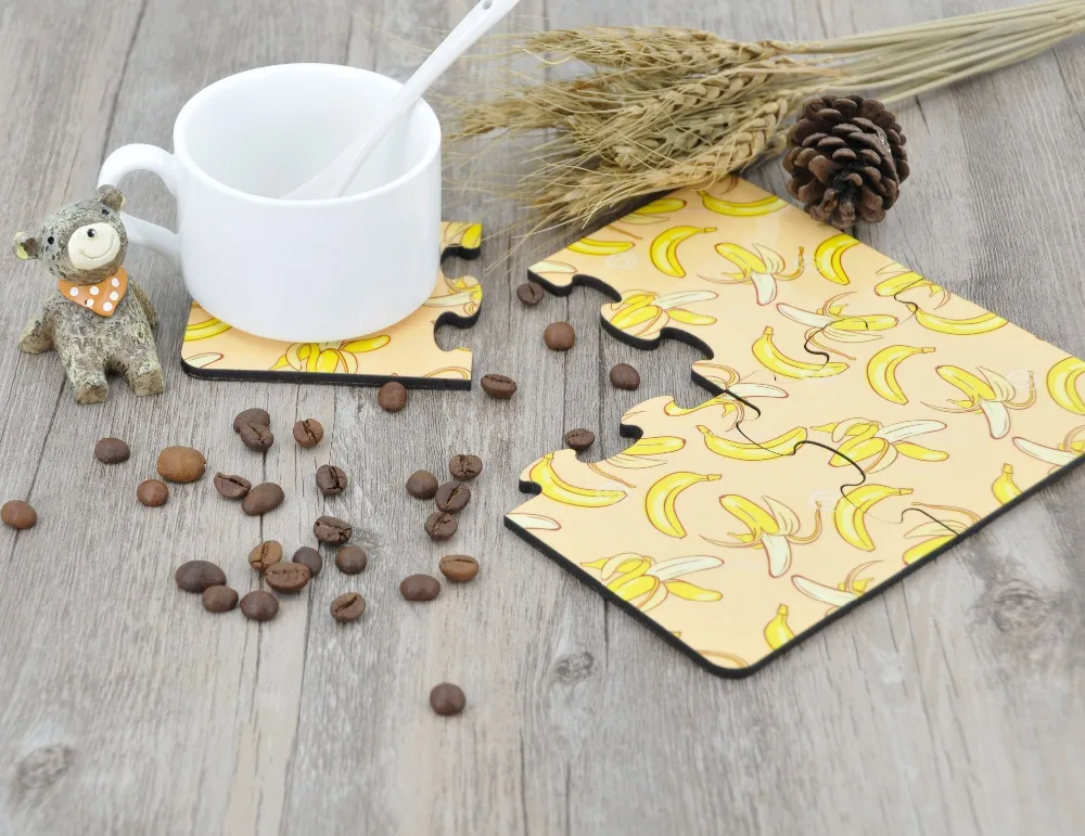 10 компл./лот DIY сублимационный пустой деревянный столик для столовых приборов головоломка с пробкой кухонные аксессуары бар кружка подставки для напитков Coaster