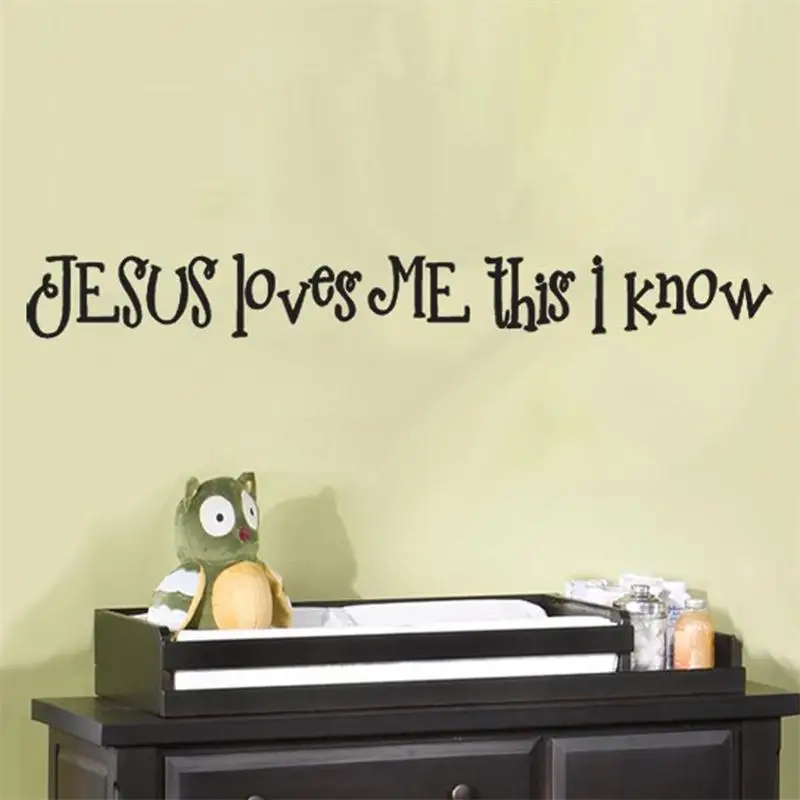 Виниловые наклейки с цитатами Jesus loves me God на стену для украшения дома|poster mural|decorative