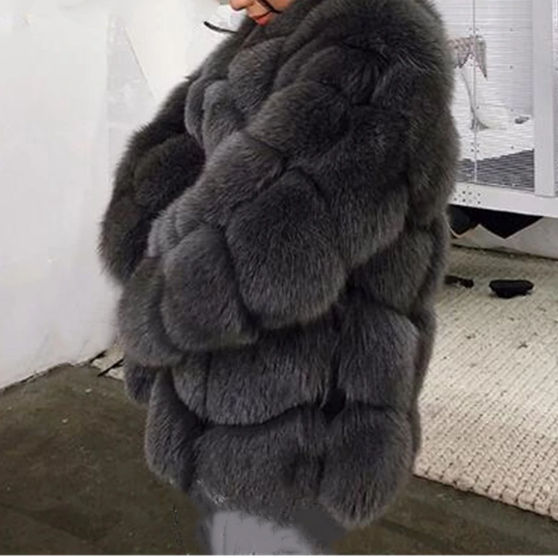 Lisa Colly, искусственный мех, зимнее женское пальто из искусственного меха, куртка, длинная, секционная, теплая, Лисий мех, пальто, толстый мех, пальто, куртка, верхняя одежда