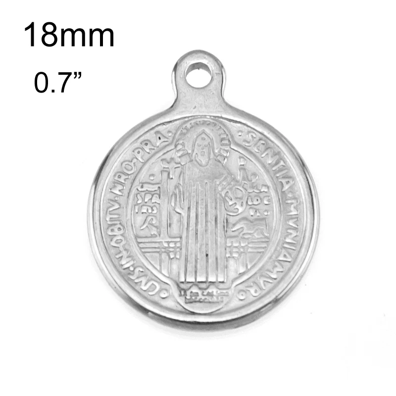 18mm 1 Loop steel Risul Сан-Бенито отец маленькие подвески в орден Святого Бенедикта бирок нержавеющей стали круглый 1/2/3 подвески-Петли 10 шт - Окраска металла: 18mm 1 Loop steel