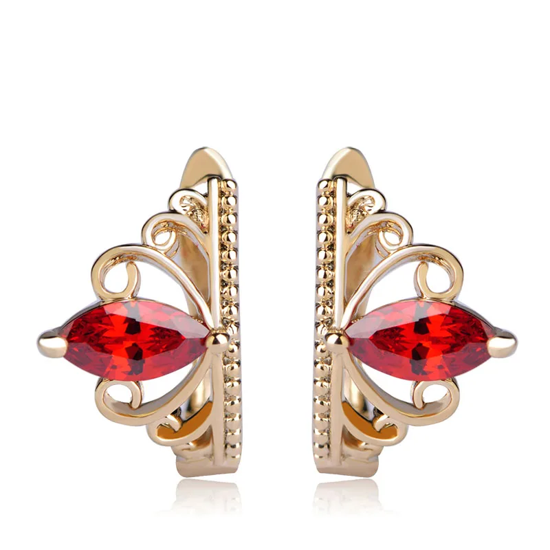 Женские серьги пусеты Blucome медные золотого цвета с английским замком и