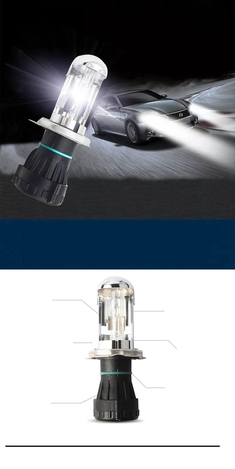 Xplus H4 HID Биксеноновая Лампа 6000k 8000k H4h/l 12V 35W55W H4 сменная фара 3000k 4300K 5000K 12000k для автомобильных фар