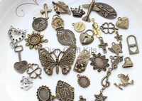 150pcs mixed styles of zinc alloy antiqued bronze silver charm pendants sampler set 15mm 50mm lead and nickle free
