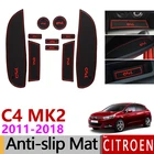 Противоскользящий коврик для ворот, резиновые коврики для чашек для Citroen C4, 2011, 2012, 2013, 2014, 2015, 2016, 2017, 2018, MK2, C4L, аксессуары, наклейки для автомобиля
