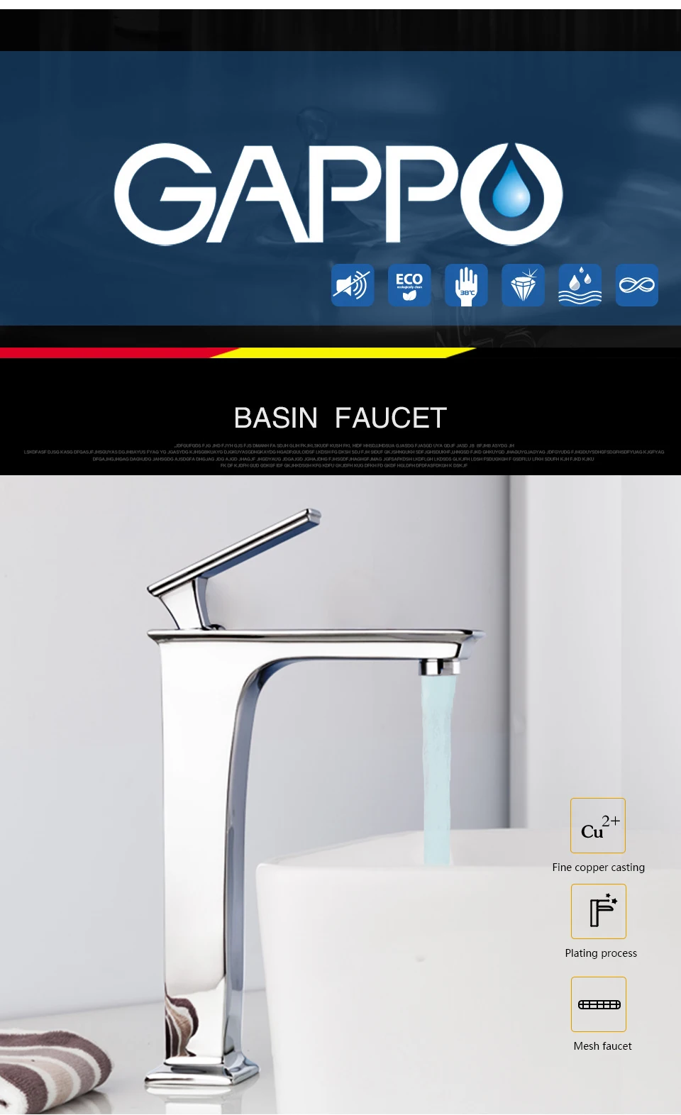 GAPPO смесители для раковины водопад высокий латунный кран смеситель для раковины кран для ванной кран для воды Водопад смеситель griferia