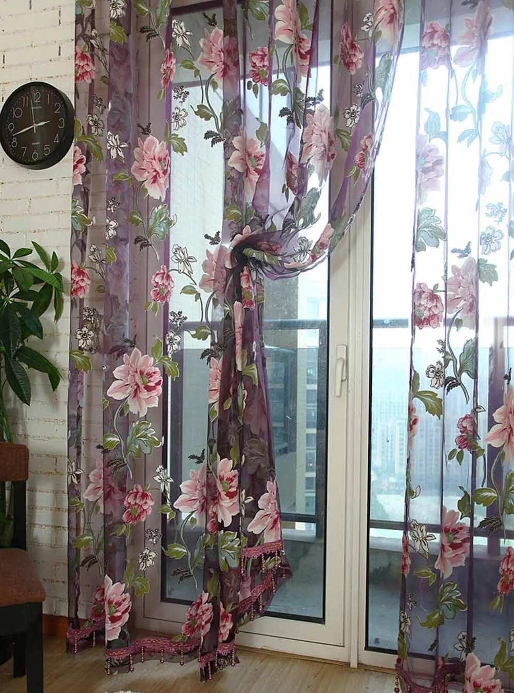 Meijuner шторы s современный Тюль Cortinas большой пион Жженый цветок печать окна шторы полиэстер Dreape для столовой отеля