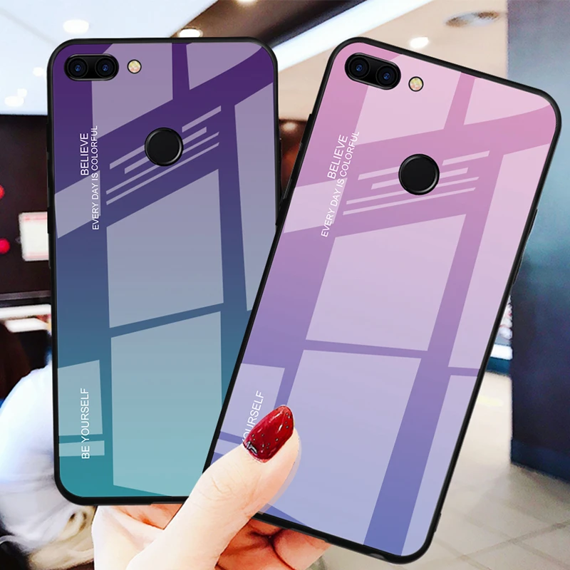 Градиентный чехол Aurora для Huawei Honor 7A Pro AUM L29 из закаленного стекла A7 AUM-L29 цветной |