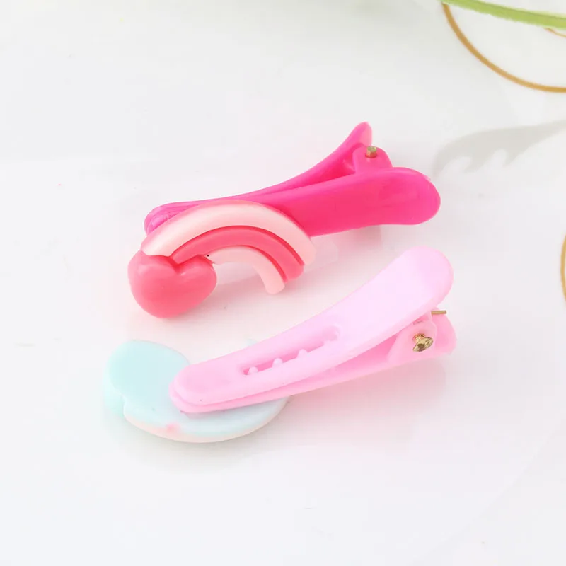 QC New Colorful Resin Baby Hairpins Bear Rabbit Ear Cute Brarette Children Hair Accessories Protect Well Lovely Clip | Детская одежда и