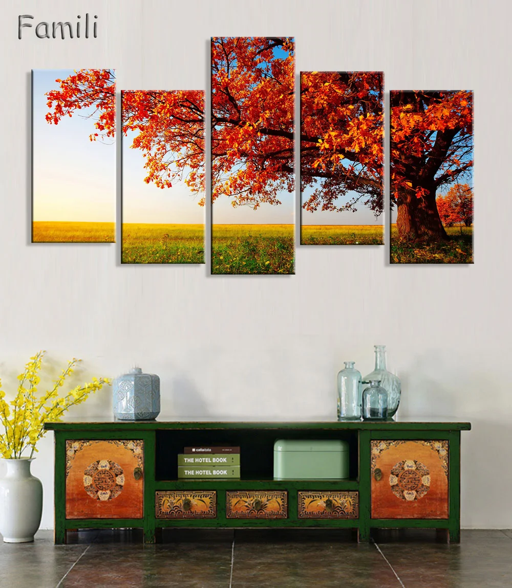 

New 5 Piece Canvas Painting Autumn Scenery Wall Picture for Living Room Home Decoration Art Abstract Posters and Prints Nordic