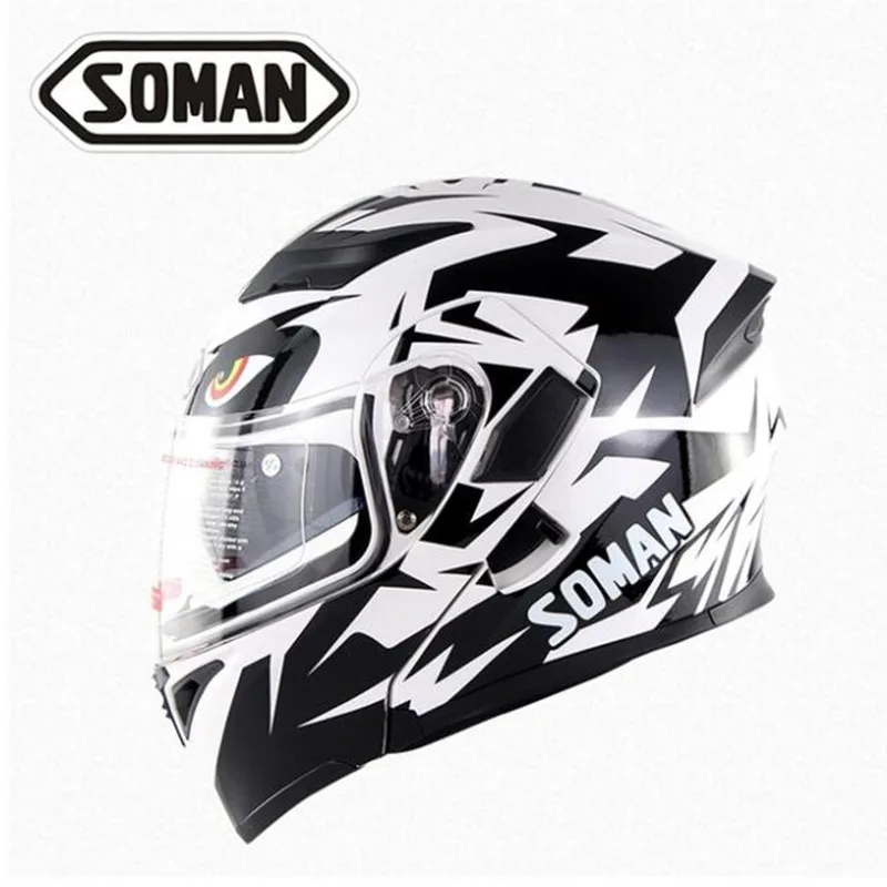 DOT approved Soman 955 SkyEye двойные линзы уличные мотоциклетные шлемы Воздухопроницаемый