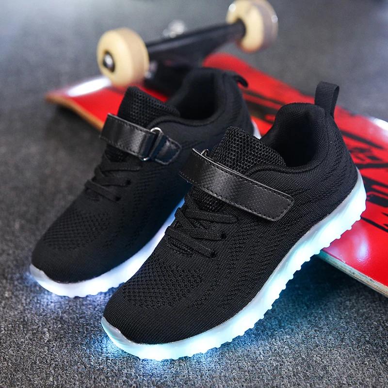 Kezrea Fashion Brand LED Light Shoes Girls Boys Flash Lamp for Children Sneakers USB Rechargeable Casual Glowing | Детская одежда и