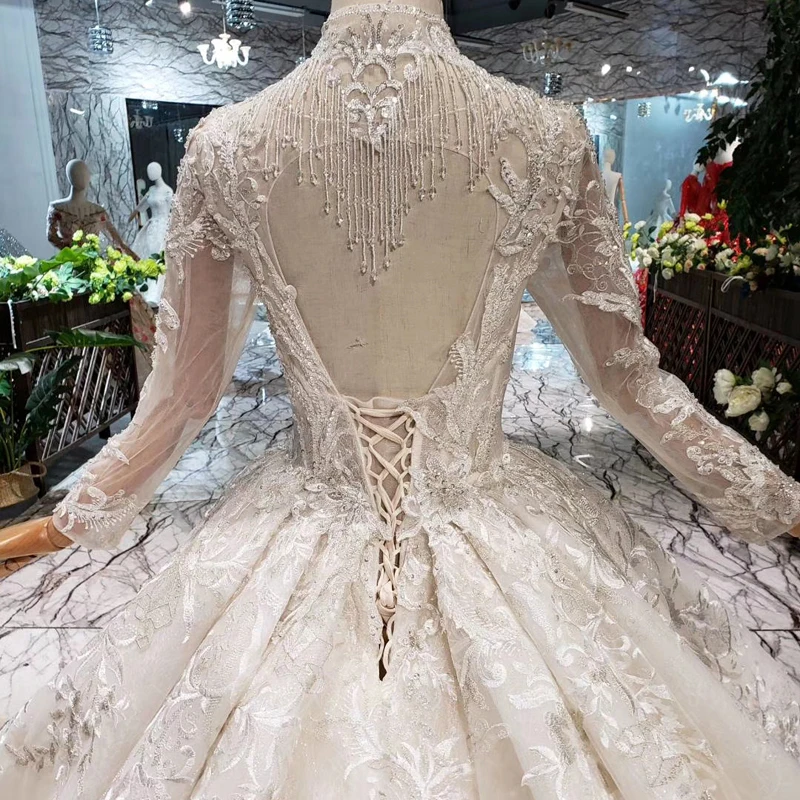 Роскошные свадебные платья с длинным рукавом ручной работы цветочной