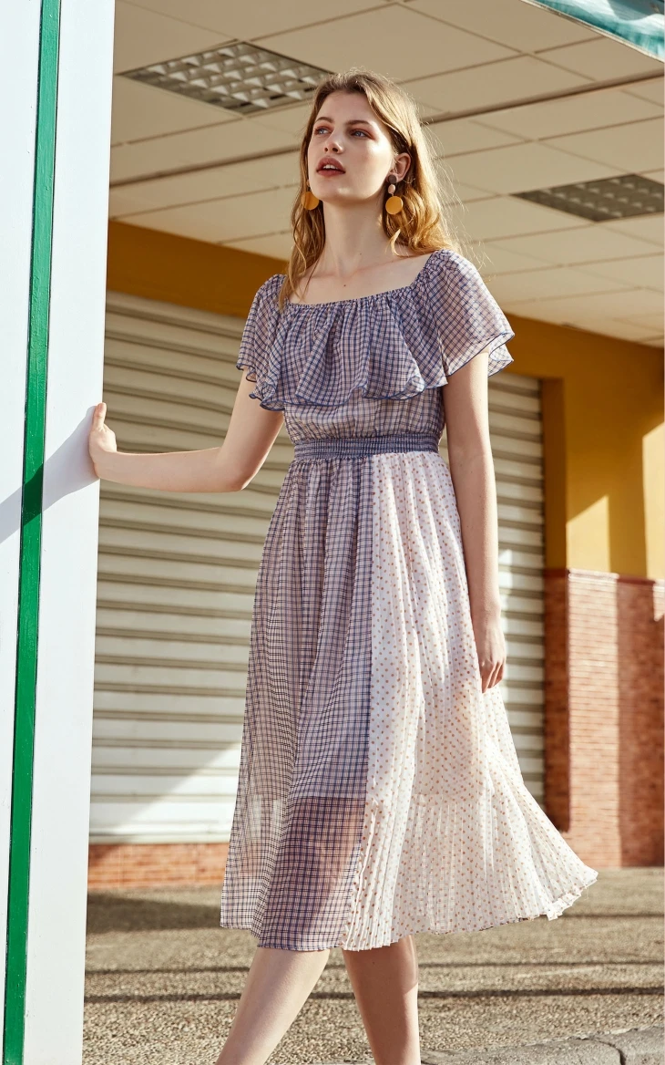 Vero Moda Новое Женское шифоновое платье миди в клетку в горошек | 31927B558