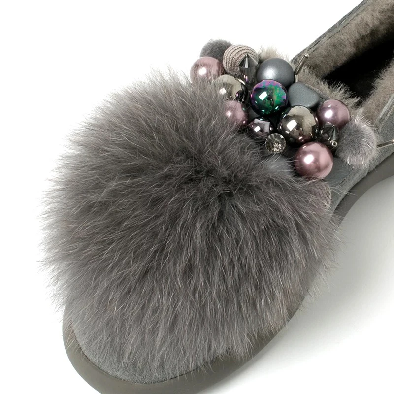 IGU/женские теплые лоферы плюшевые зимние туфли женская повседневная обувь на