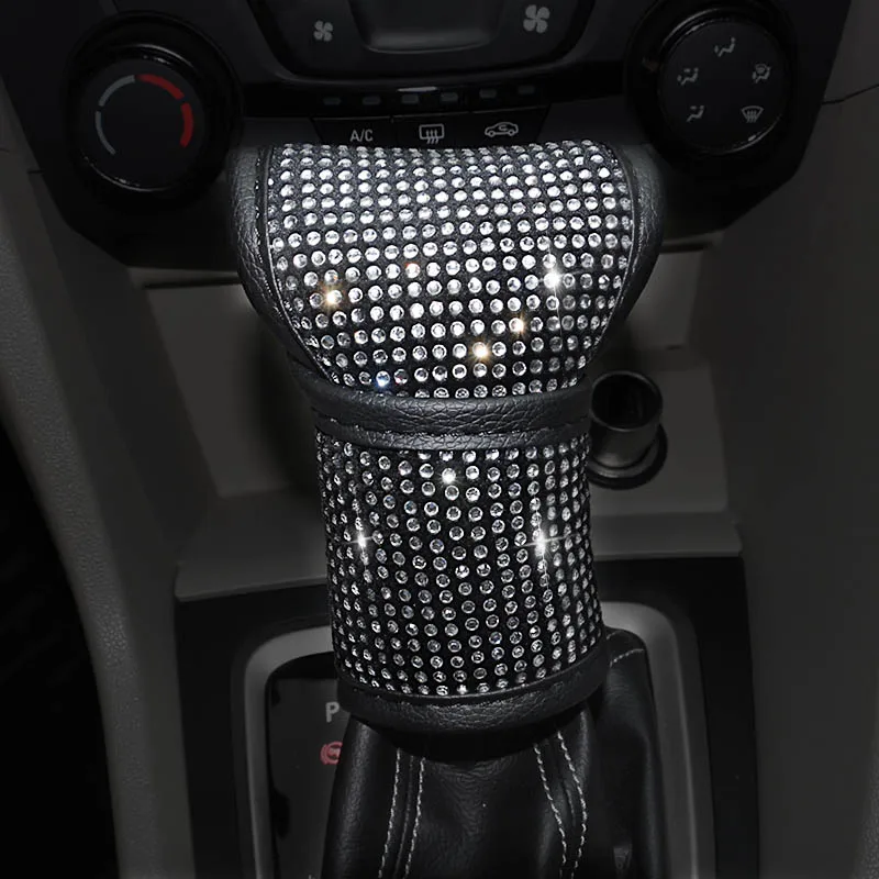 gear shift cover Роскошная обувь с украшением в виде кристаллов со стразами идеально сочетаются с нарядным автомобиля крышки рулевого колеса для Для женщин девочек кожа горный хрусталь Крытая рулевое колесо, аксессуары для интерьера - Название цвета: gear shift cover
