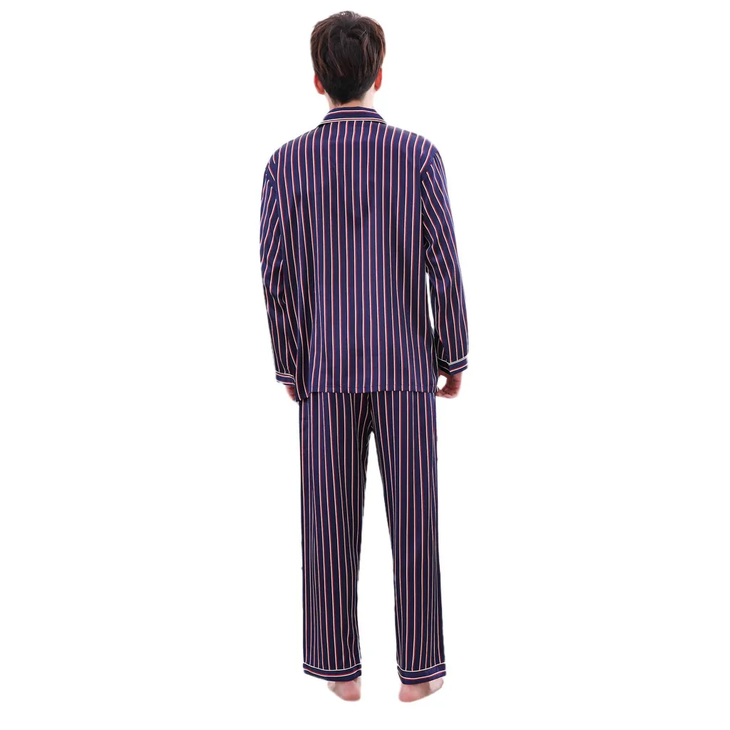 L-2XL Men Pajama Set Spring And Autumn Long Sleeve Cotton Man Pyjamas cartoon Stripe Pajamas Plus size Casual Sleepwear Jan9
