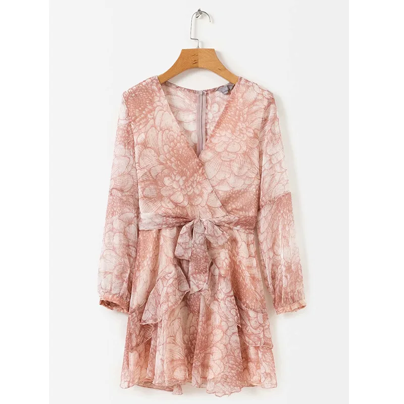 Платье женское с цветочным принтом сарафан в стиле ампир рукавами фонариками