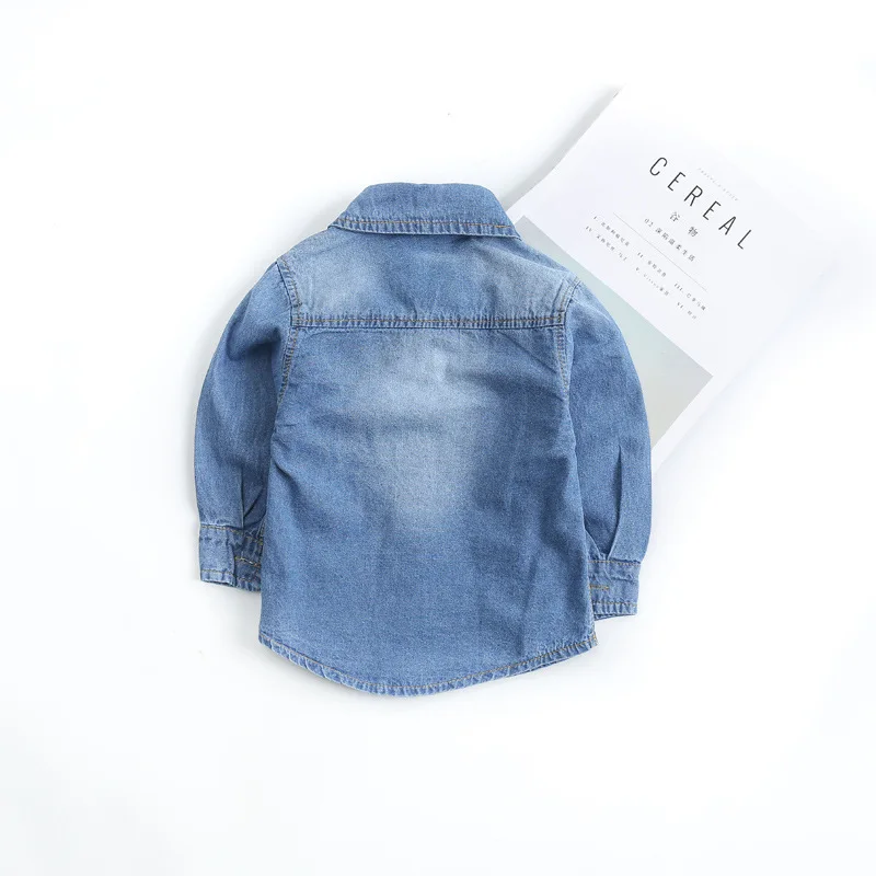 Детская джинсовая рубашка с длинным рукавом Повседневная ковбойская для
