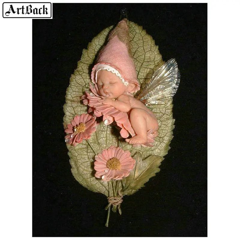 5d diy алмазная живопись Ангела спальный Листья 3d камни в форме ромба/круглый дрель