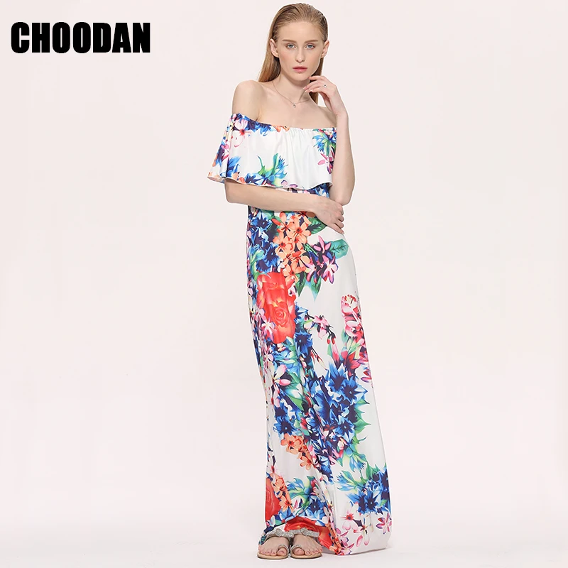 Платье женское повседневное в стиле бохо длинное платье-карандаш пол с цветочным