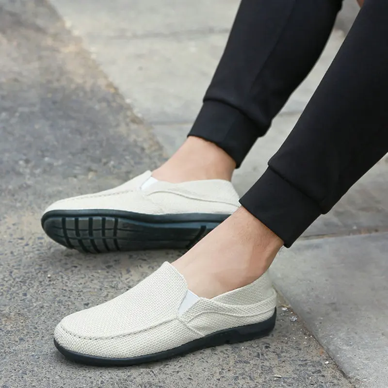 men Summer male Hemp Insole Fisherman Shoes Graffiti stripe Espadrille Casual Boy Canvas Driving Loafers Flats D11-28 | Обувь