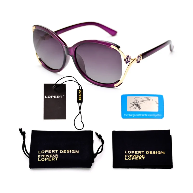 Lopert Cat Eye поляризованных солнцезащитных очков Модные женские очки Glasse Брендовая дизайнерская обувь Высокое качество вождения солнце Glasse Óculos De Sol - Цвет линз: SET 1 Purple