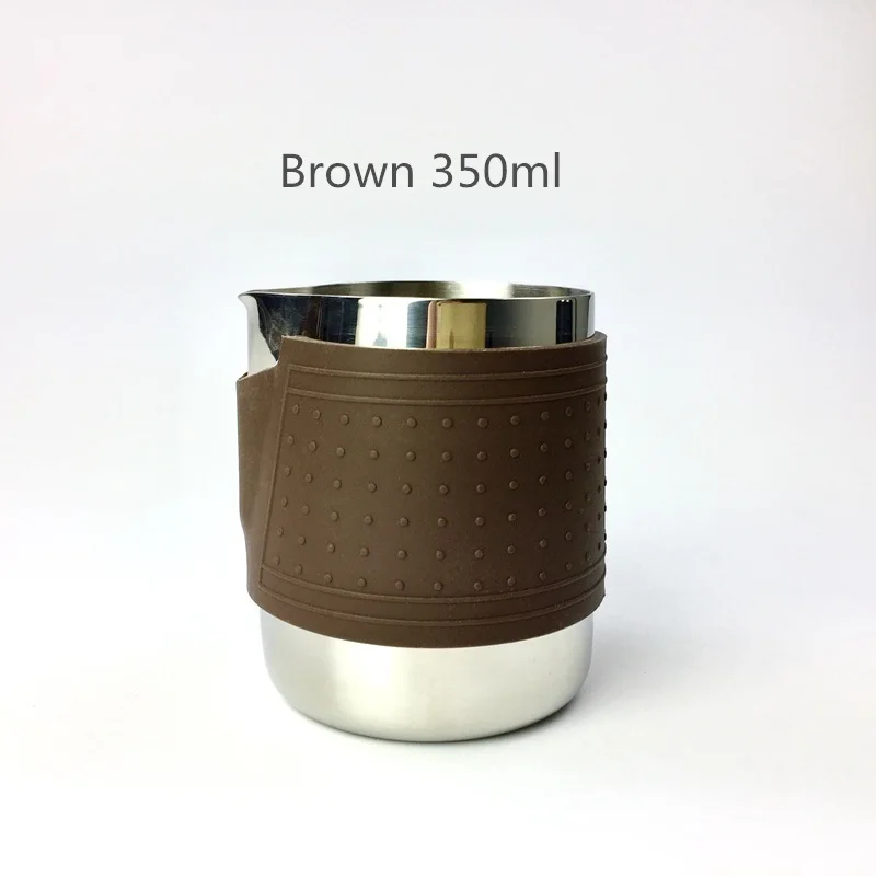 Silicone Brown 350ml Кружка для взбивания молока молочный кувшин молочник для кофе эспрессо бариста Ремесло Кофе Латте кувшины для молока мерный стакан - Цвет: Silicone Brown 350ml